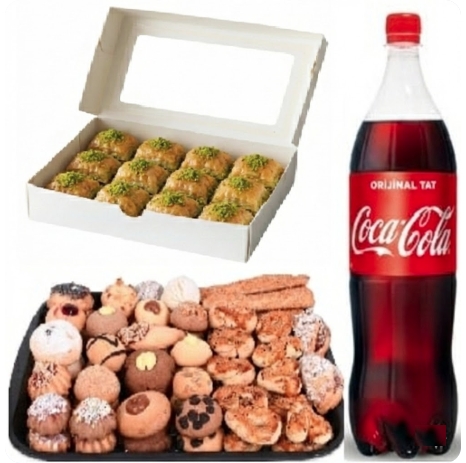 1 Litre Kola İle Tamamlanmış Fıstıklı Menü Siirt pasta