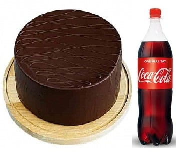 9-12 Kişilik Sade Klasik Çikolatalı Pasta & 1 Lt Cola Siirt pasta