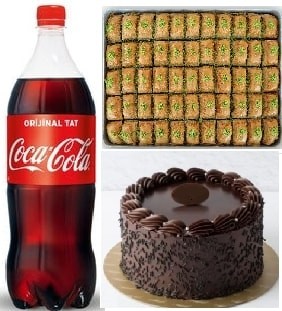 Çikolata Aşkı ve Fıstıklı Baklava Yanında 1 Litre Cola Fırsatı Siirt pasta